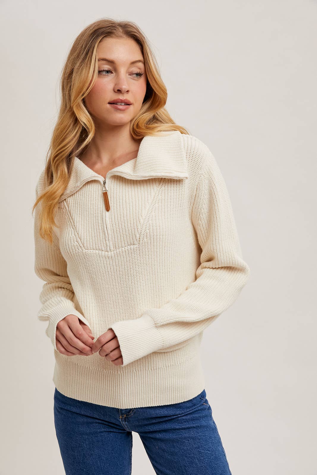 Half Zipper Collar Knit Sweater