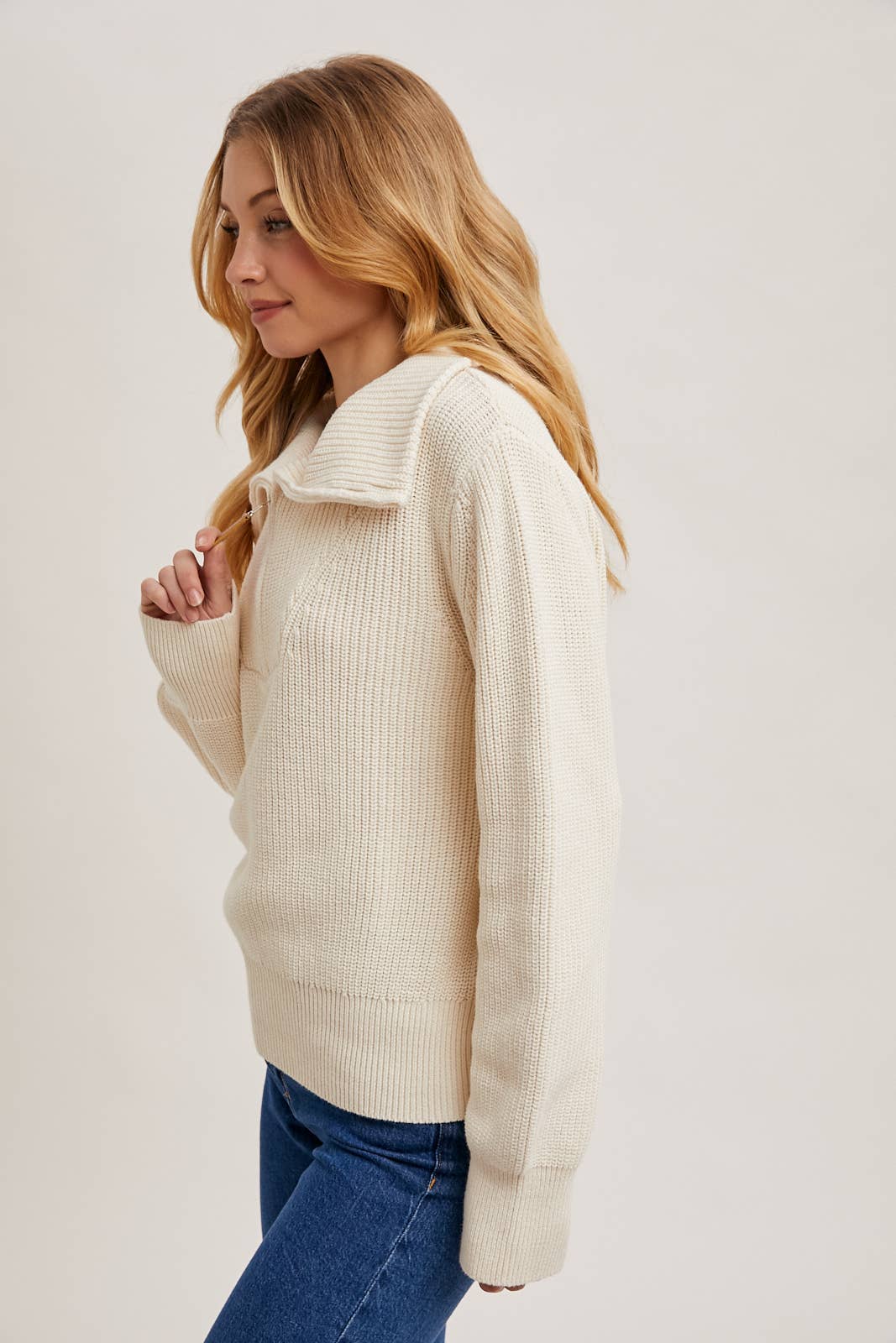 Half Zipper Collar Knit Sweater
