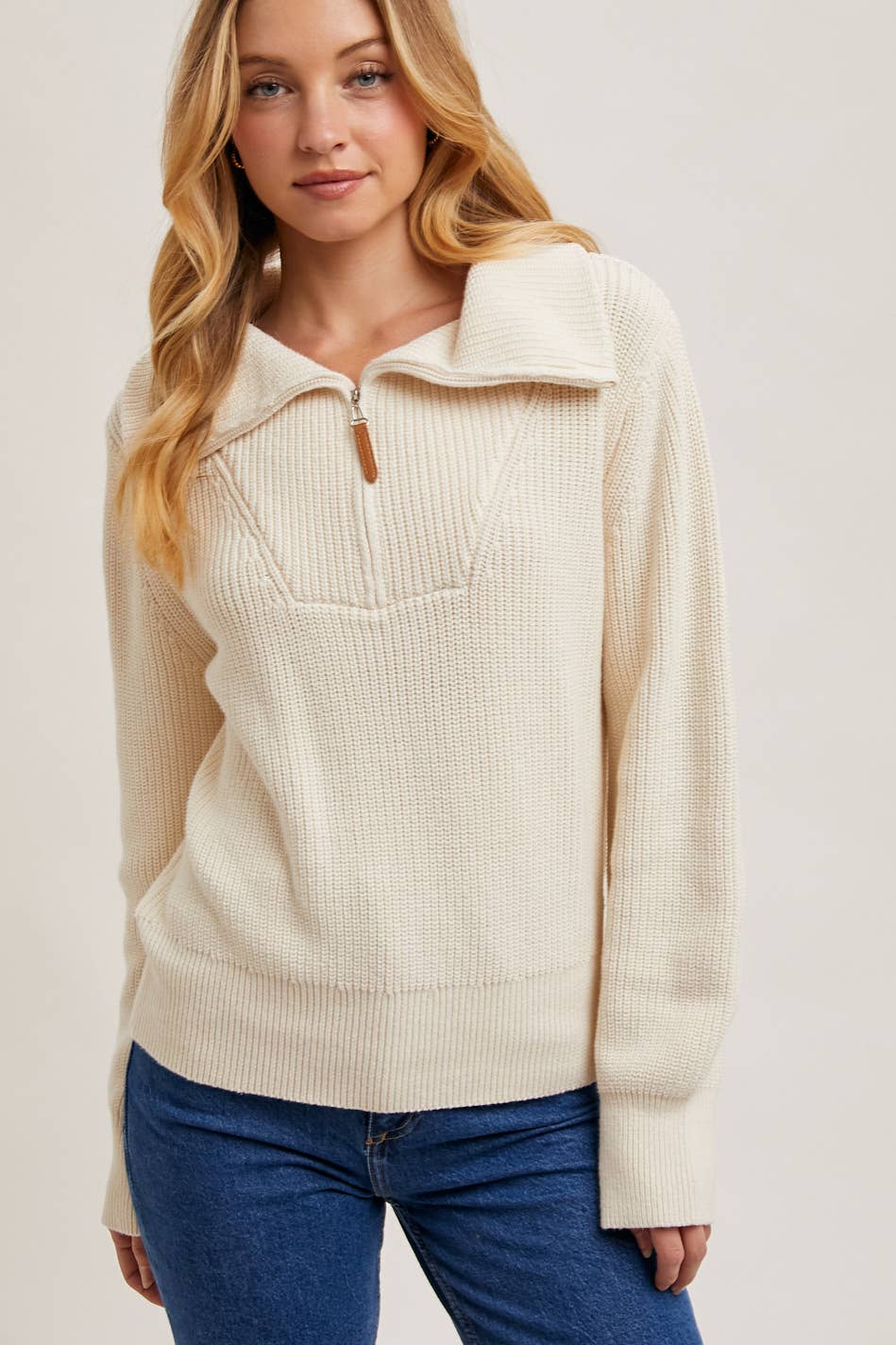 Half Zipper Collar Knit Sweater