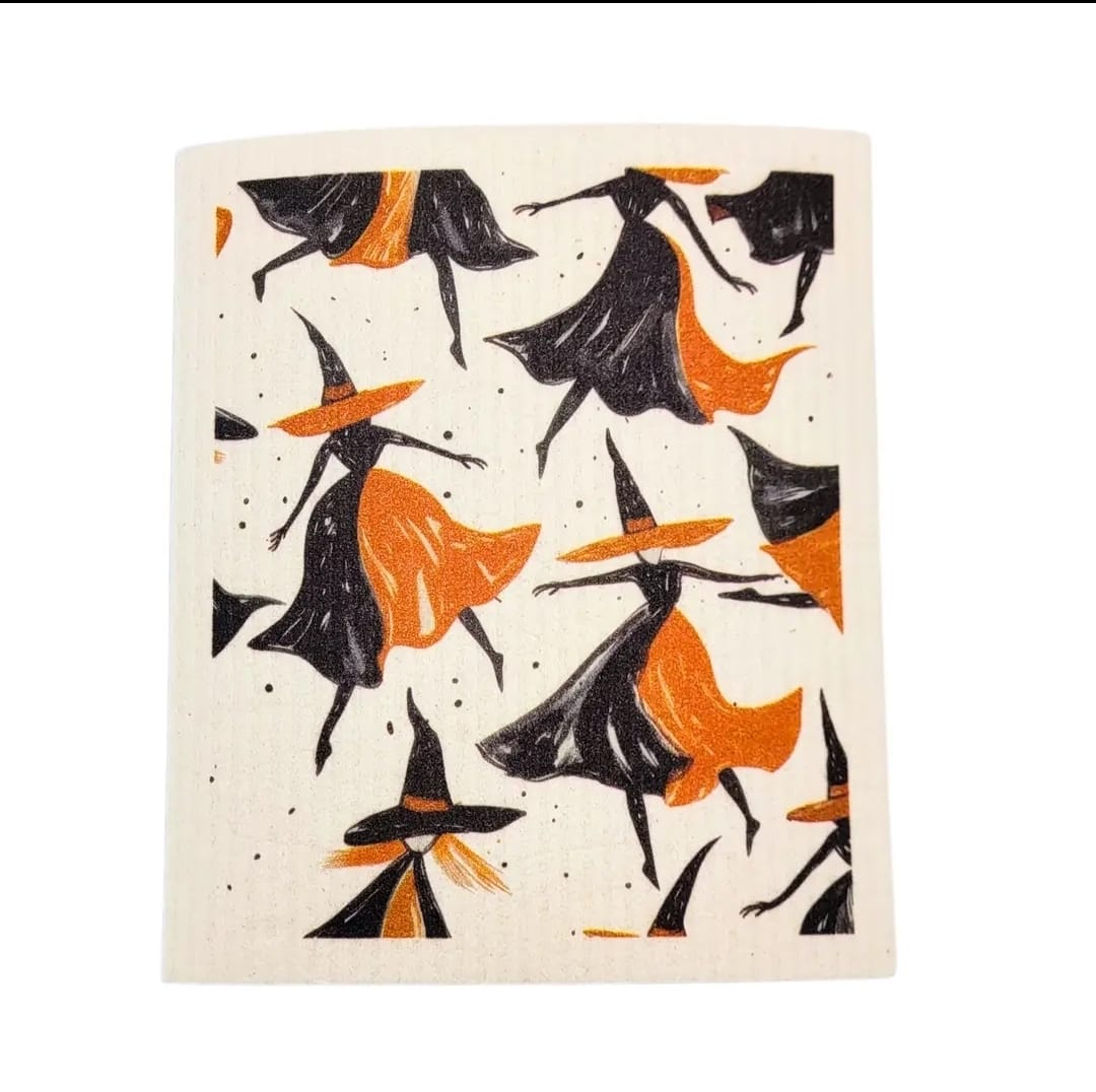 Halloween Dancing Witches Swedish Sponge Cloth