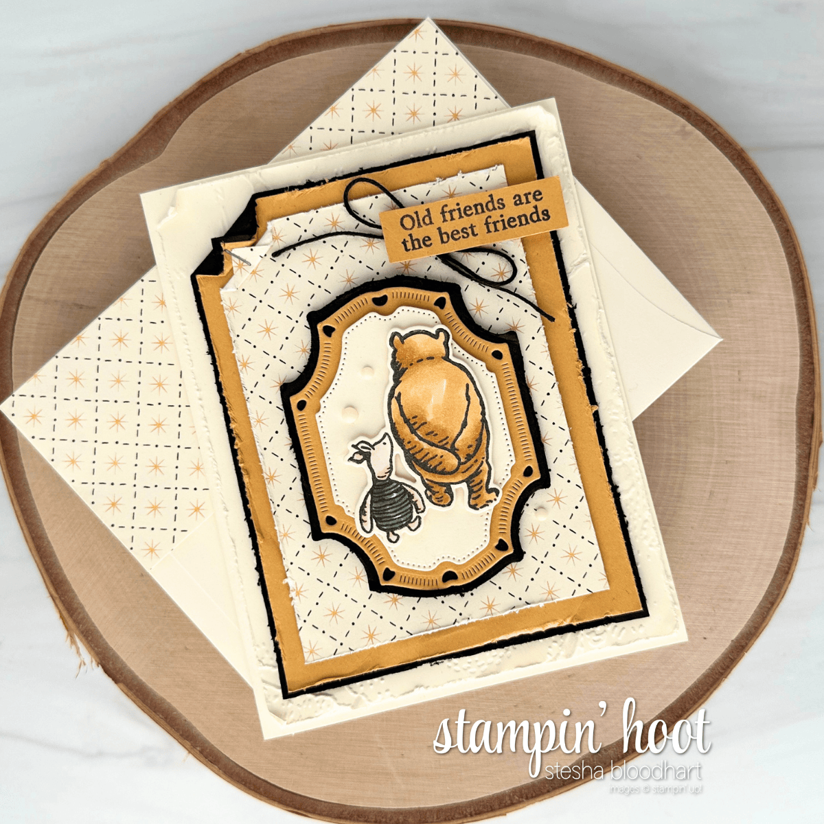 SH #715 (Stesha) silly old bear handmade card Handmade "Old Friends Are the Best Friends" Card — Silly Old Bear Suite