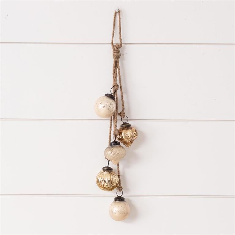 Audrey's Seasonal Decor Hanging Cluster Cream & Gold Glass Ornaments