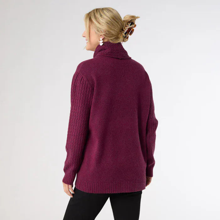 CoCo Carmen Sweater Heavenly-Luxe Cowl Neck Cable Sweater with Pockets