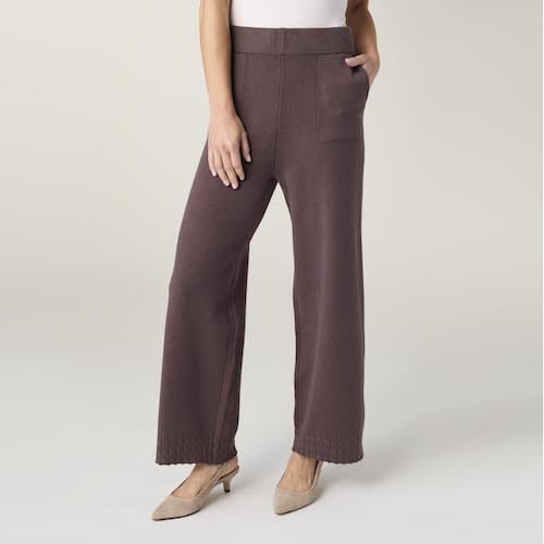CoCo Carmen Pants Heavenly-Luxe French Roast Cable Knit Detail Pant