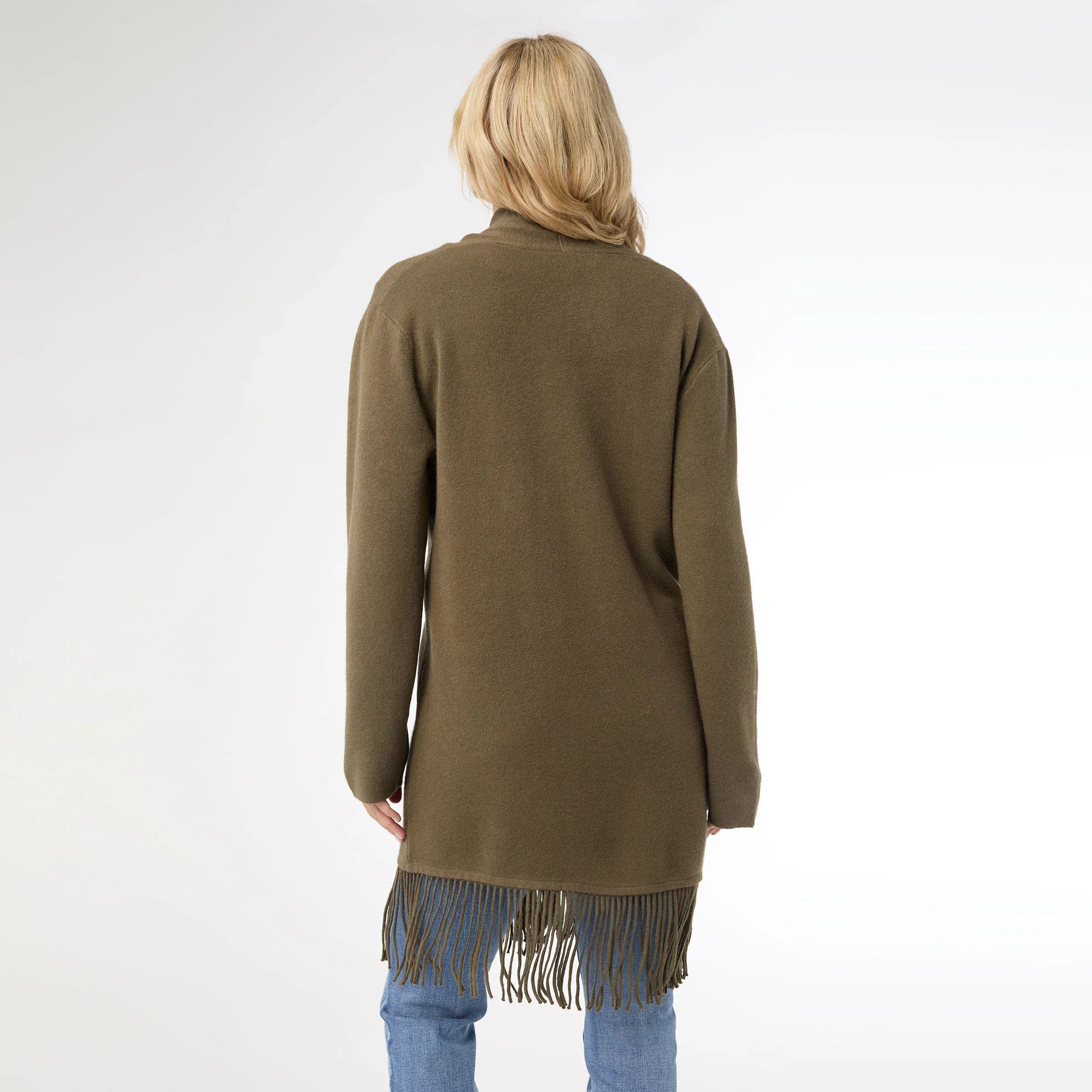 Humble Roots Boutique Sweater Heavenly-Luxe Mid Length Cardigan with Fringe
