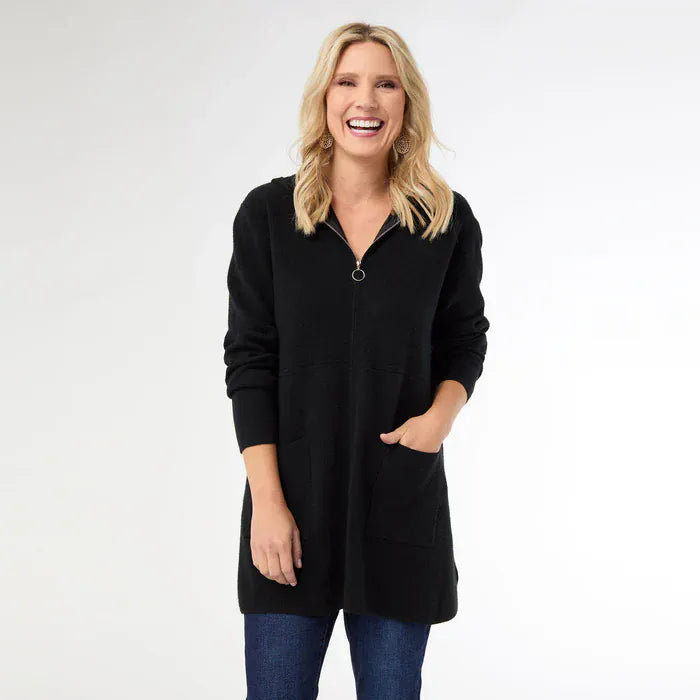 Humble Roots Boutique Cardigan Black / XS Heavenly-Luxe Zip Up Hooded Cardigan