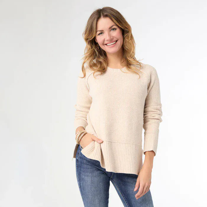 CoCo Carmen Sweater Helix Crew Neck Sweater with Side Slit