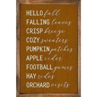 Hello Fall Favorites Orange Sign
