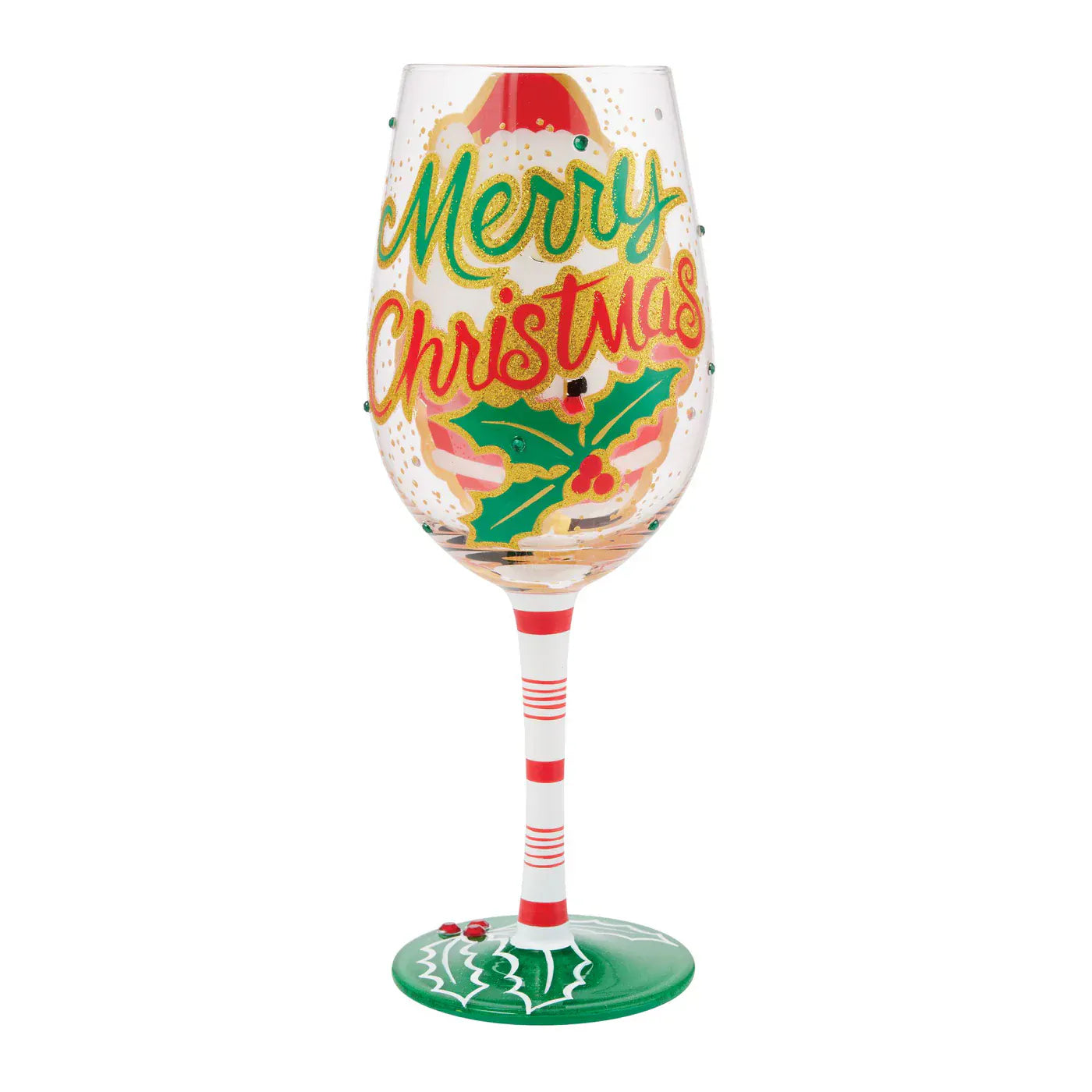 Enesco Wine Glass Here Comes Santa Claus Wine Glass