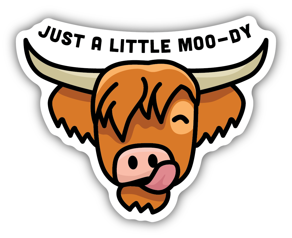 Highland Cow MOO-dy Vinyl Sticker