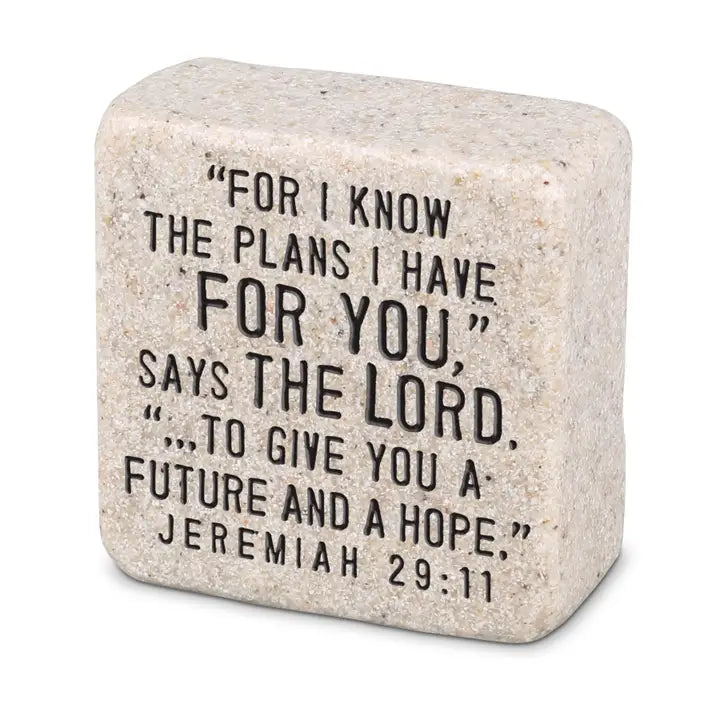 MJJ #8 (Melissa) Scripture Stone His Plans Scripture Stone