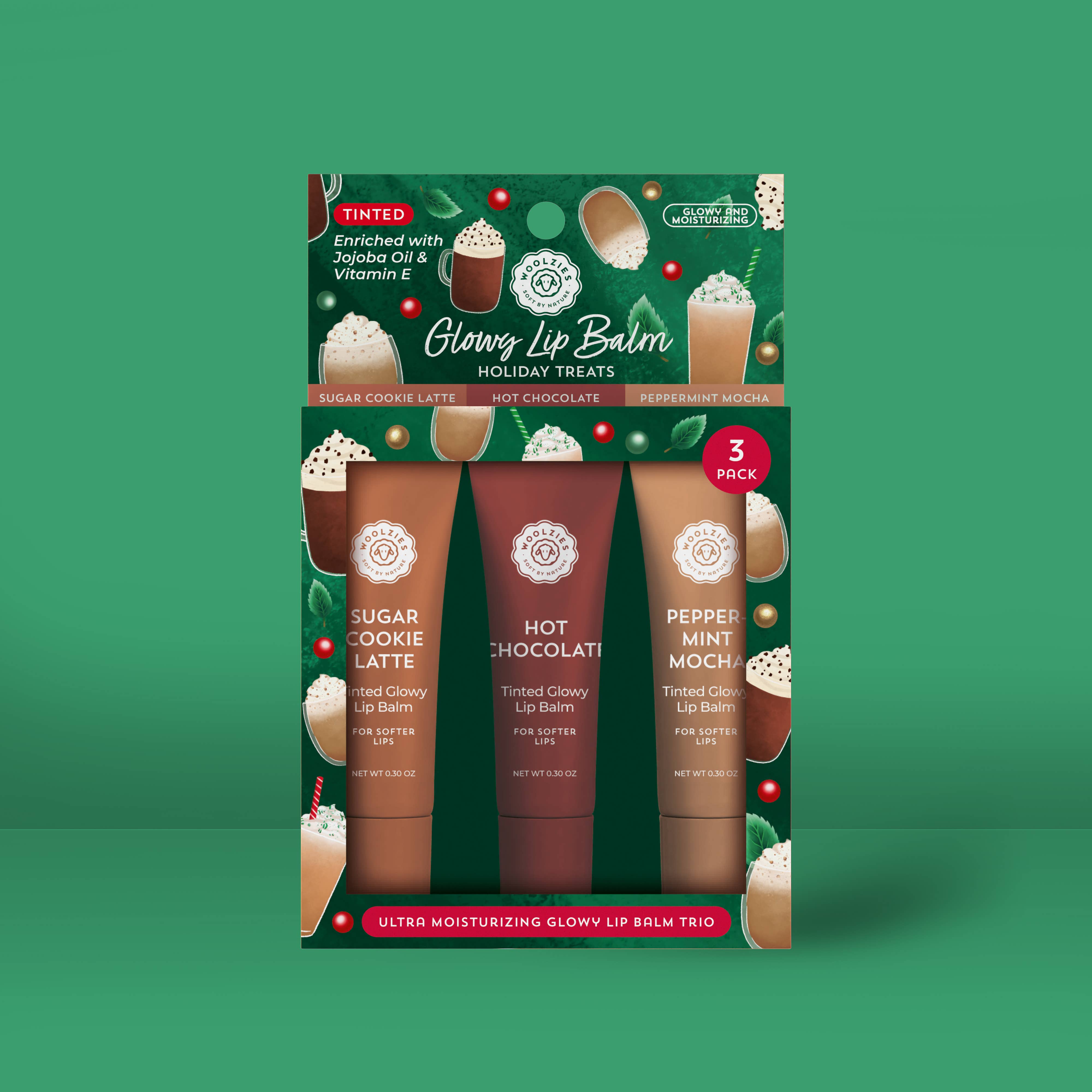 Woolzies Holiday Treats Glowy Lip Balm  Trio
