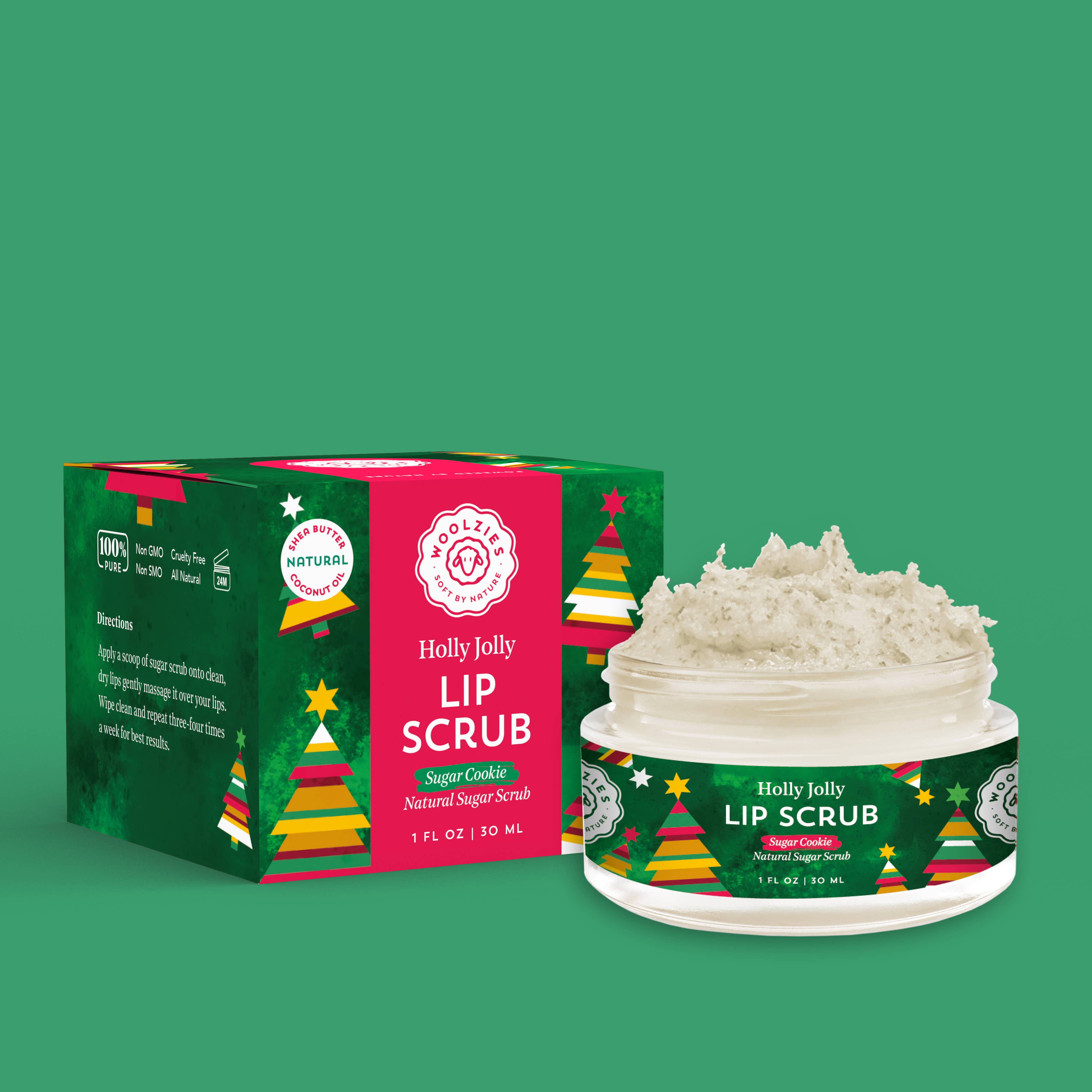 Woolzies Holly Jolly Holiday Sugar Lip Scrub | Shea & Cocoa Butter