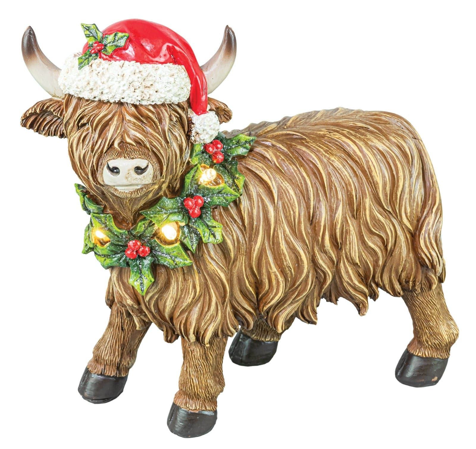 Hannah's Seasonal Decor Holly Wreath Highland Cow