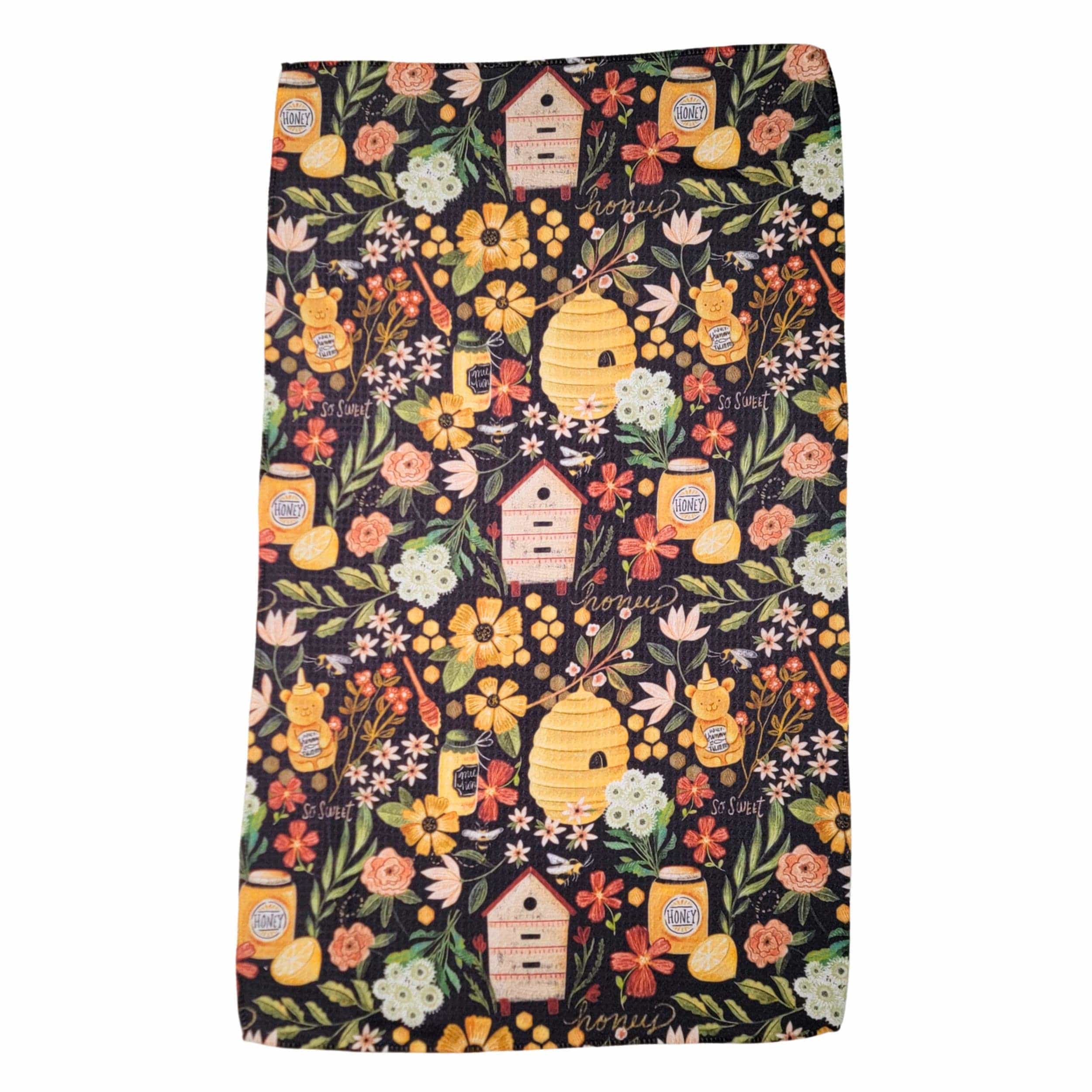 Driftless Studios Kitchen Towel Honey Bee Farmhouse Kitchen Waffle Towel
