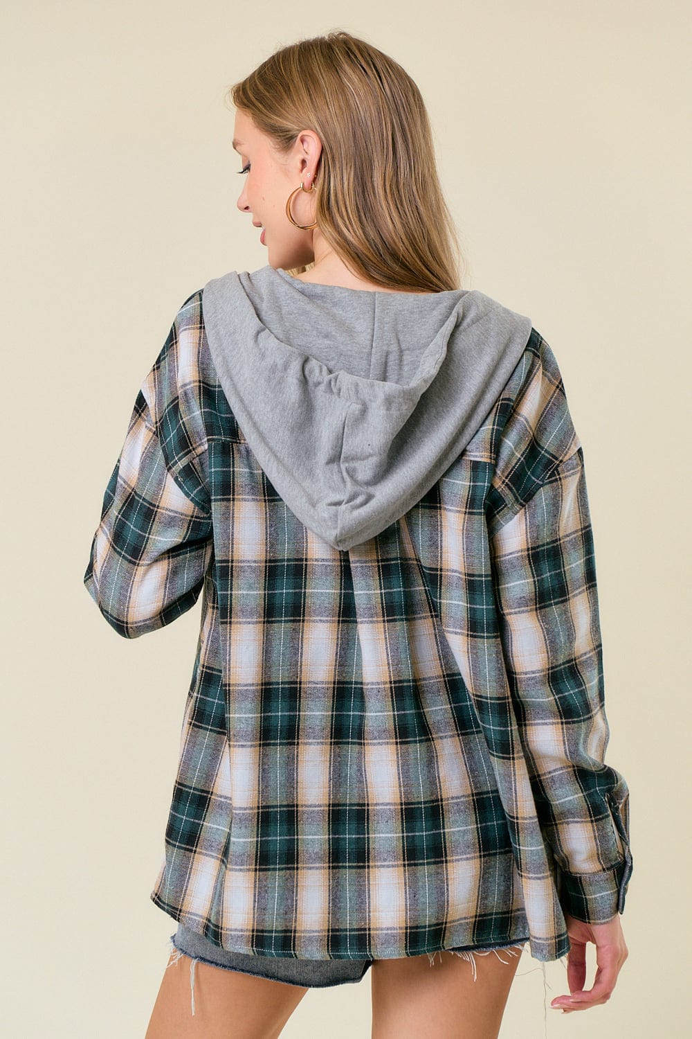 Doe & Rae Flannel Hooded Plaid Flannel