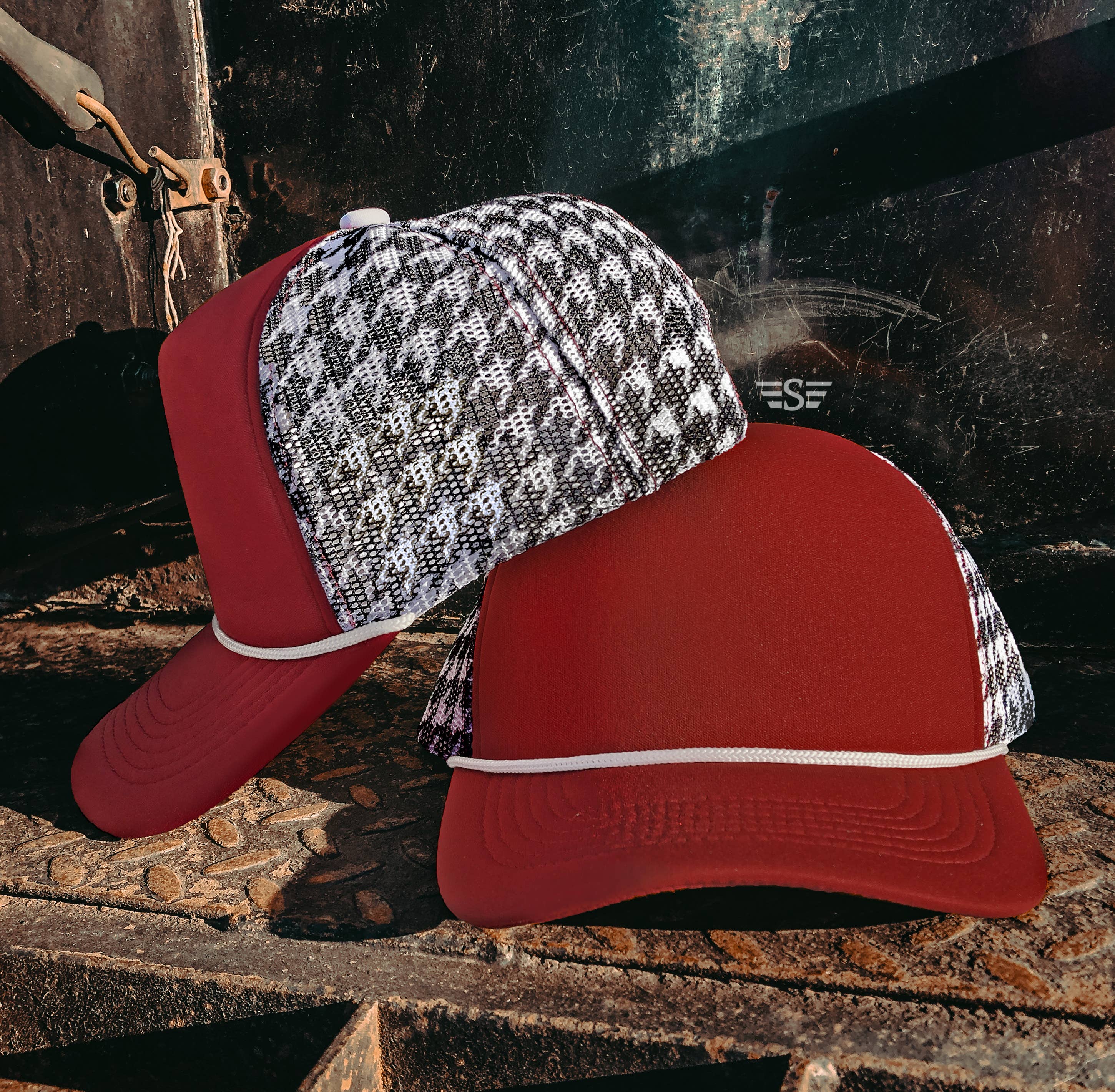 Houndstooth Mesh Back Baseball Hat