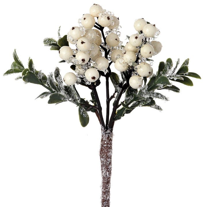 Wills Seasonal Decor Iced Berry Boxwood Pick