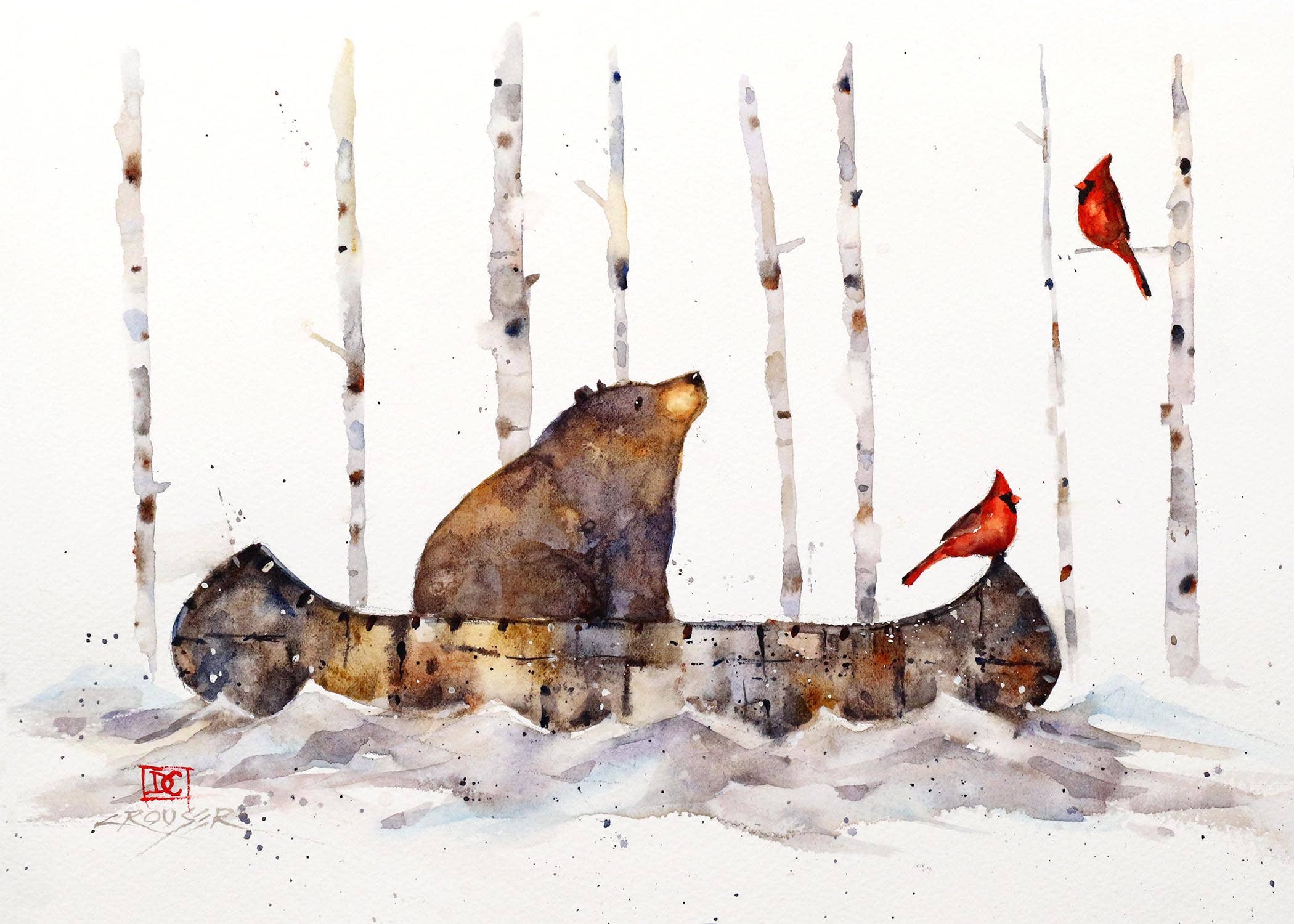 If a Bear Had a Boat Watercolor Card