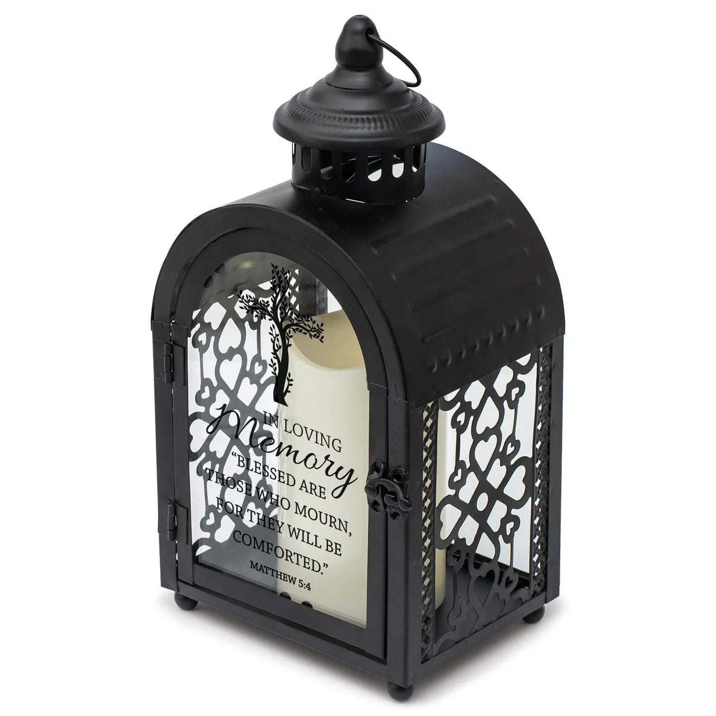 MJJ #8 (Melissa) Lantern In Loving Memory Matthew 5:4 Bereavement Filigree Lantern