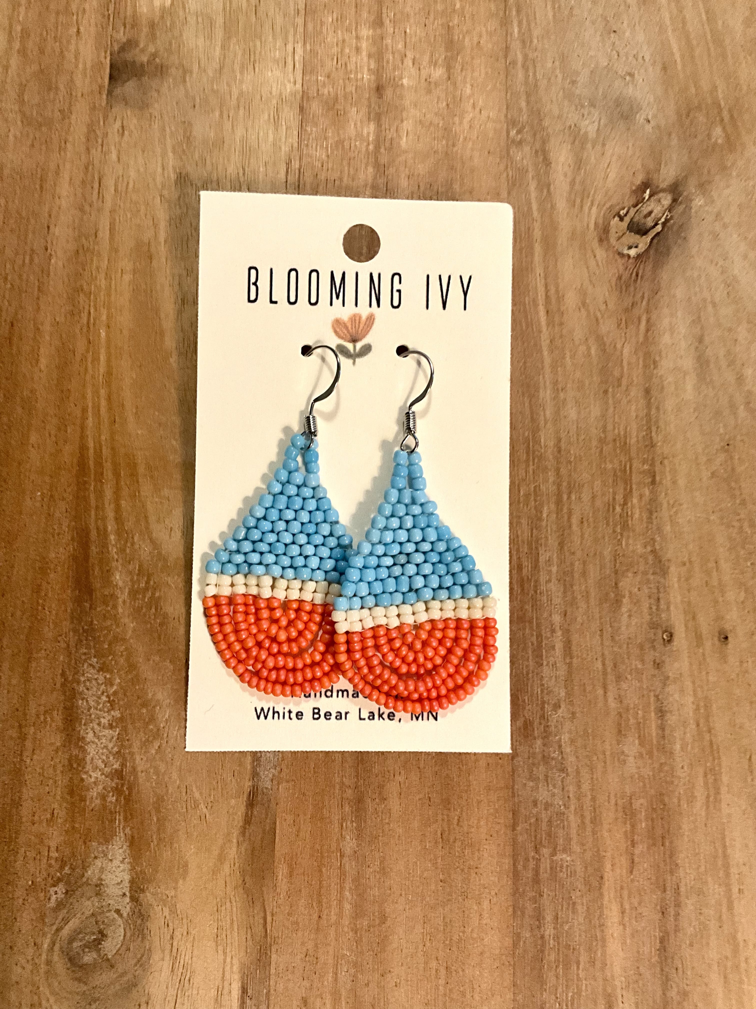 ALH #10 (Amber) Earrings Ivy Seed Bead Earrings
