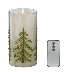 K&K Seasonal Decor Jeweled Christmas Tree Cylinder Candle Slip