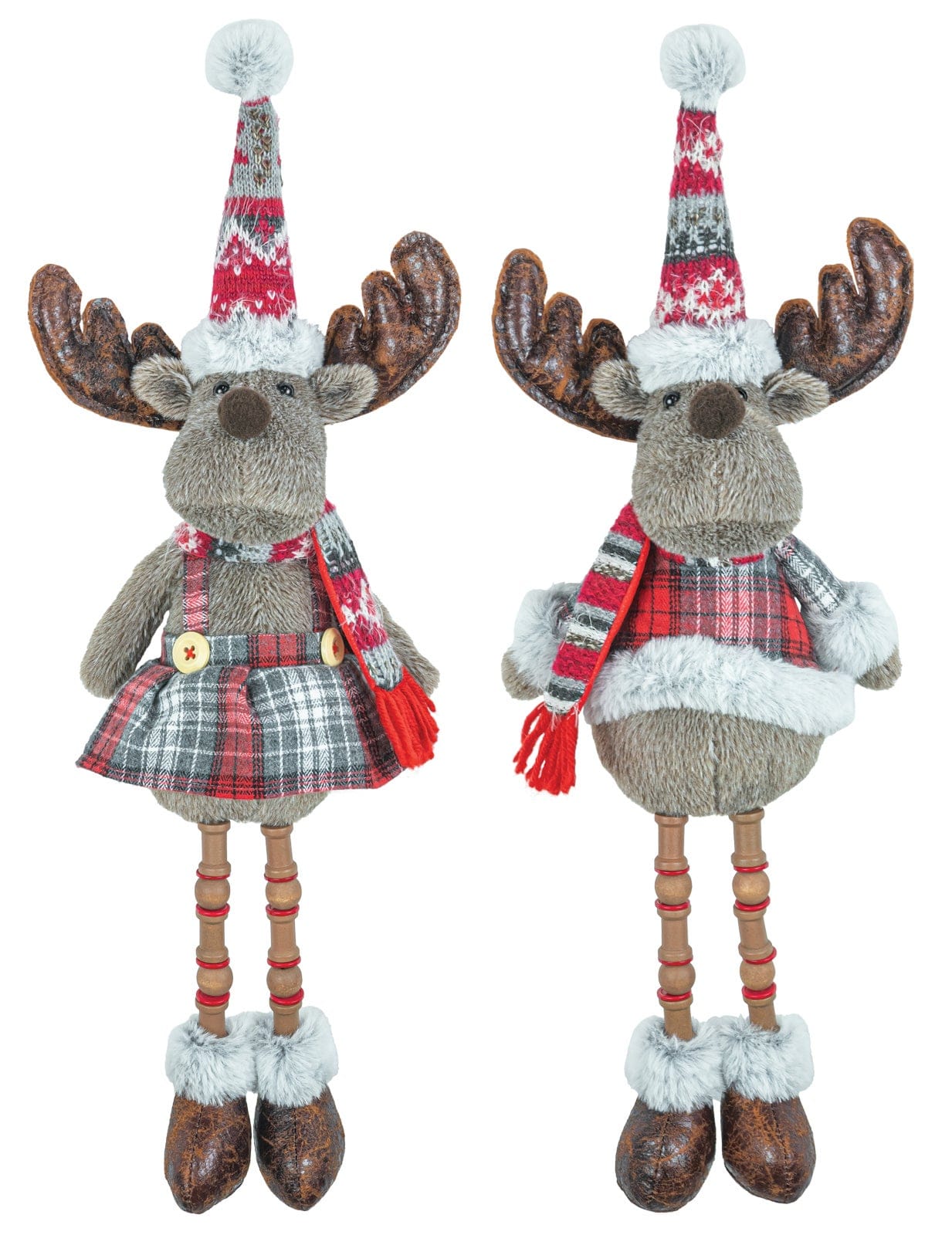Hannah's Seasonal Decor Jolly Plaid Moose Button Leg