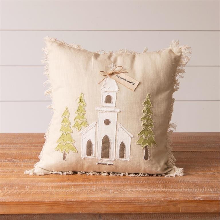 Audrey's Seasonal Decor Joy To The World Church Pillow