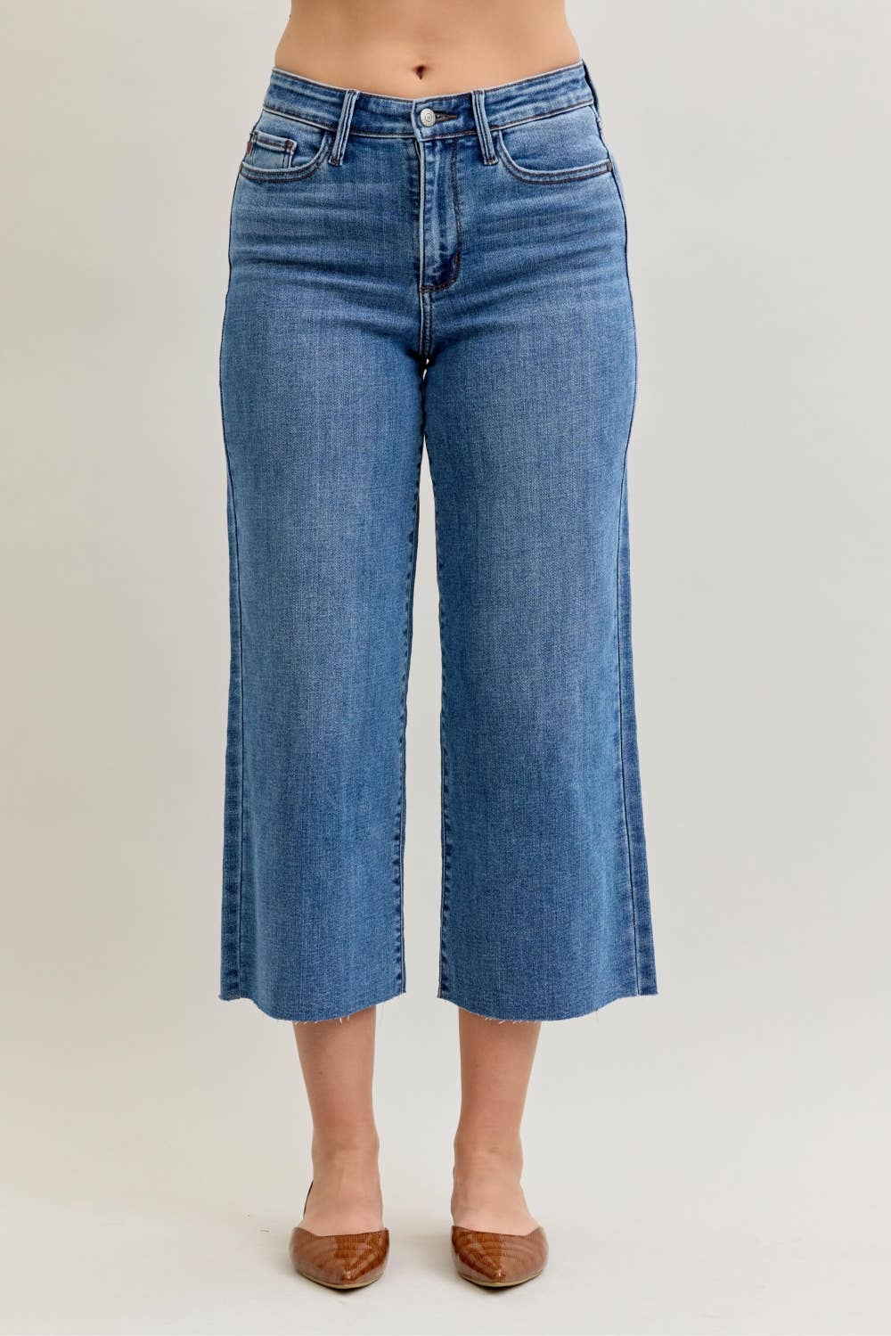 Judy Blue Jeans Jeans Judy Blue High Waist Wide Crop Classic Raw Hem