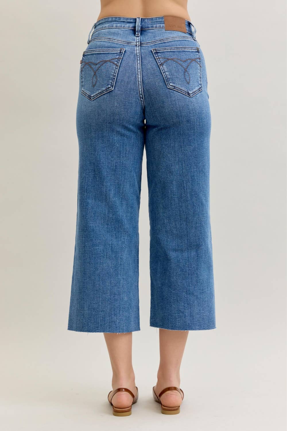 Judy Blue High Waist Wide Crop Classic Raw Hem