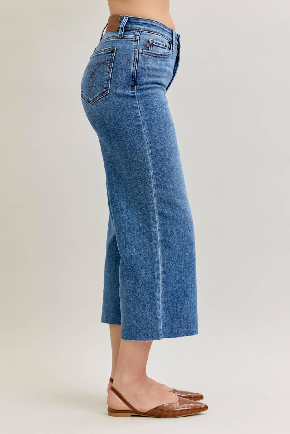 Judy Blue High Waist Wide Crop Classic Raw Hem
