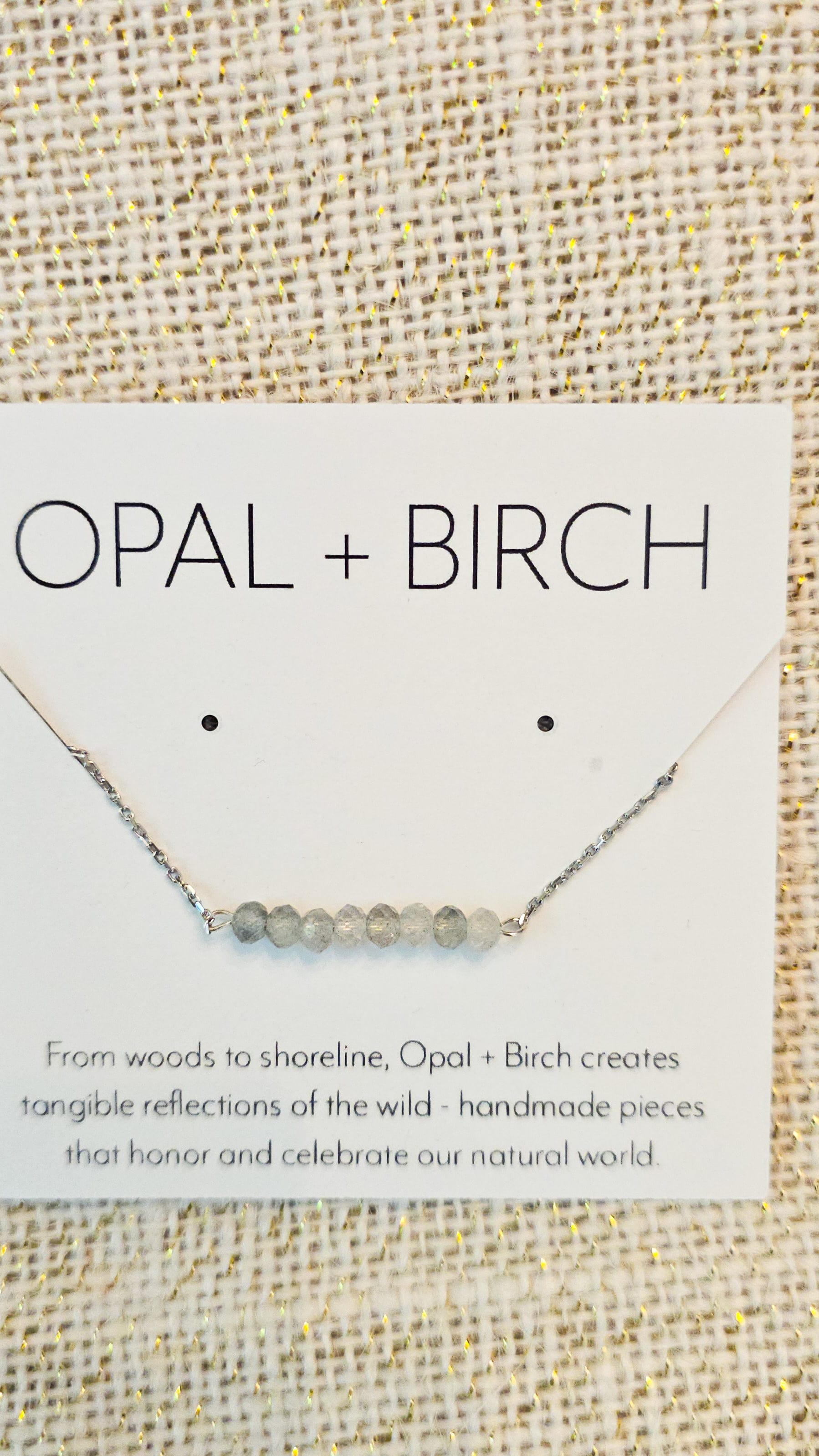 AB #26 (Alyssa B - Opal & Birch)) Jewlery Labradorite Bead Necklace on Sterling Silver Chain