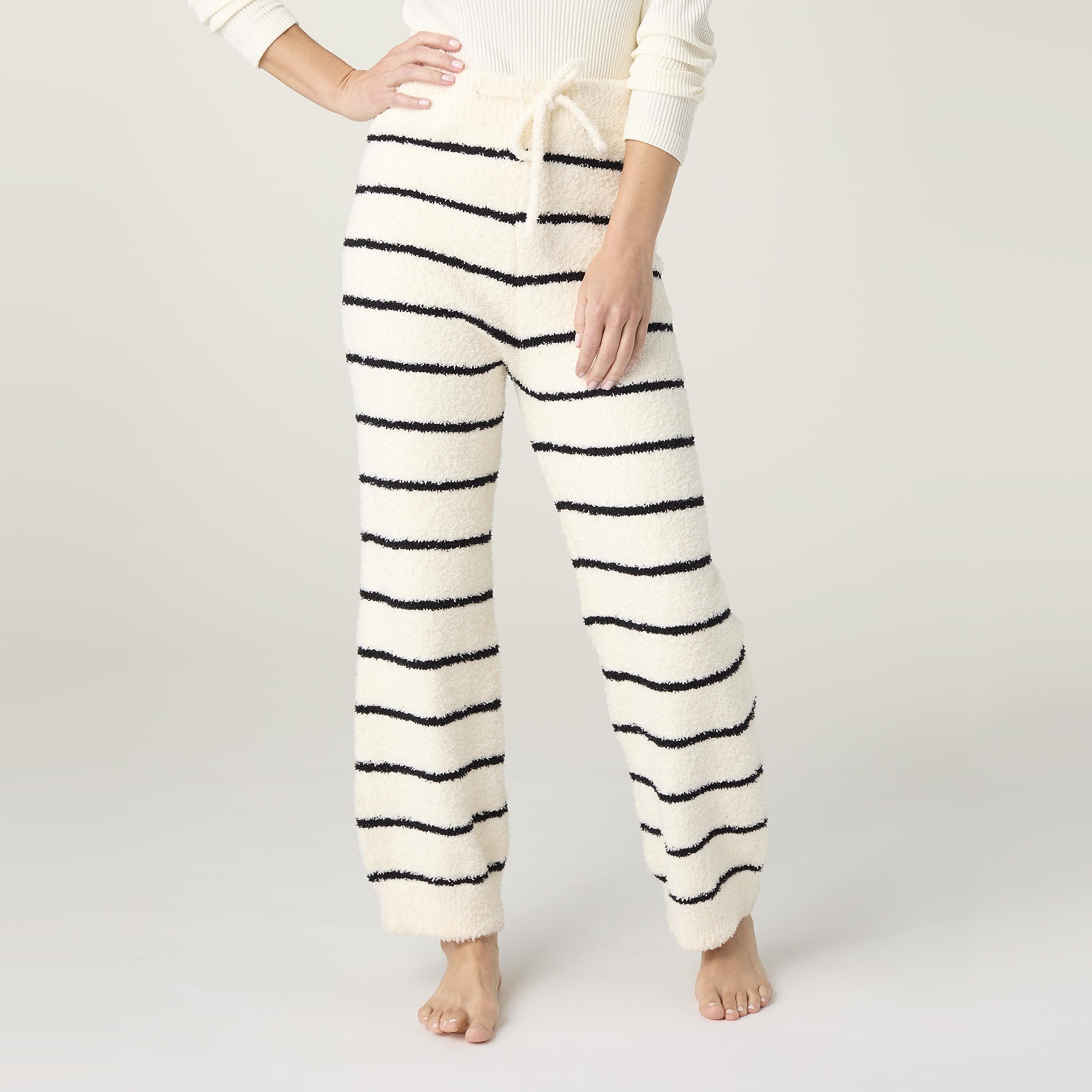 CoCo Carmen Lounge Pants Laidback Black Stripe Luxe Drawstring Pants