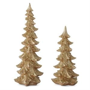 MJJ #8 Seasonal Decor Large Gold Glittered Resin Christmas Trees