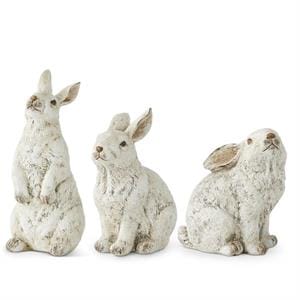 K&K Seasonal Decor Large Gray Resin Bunnies