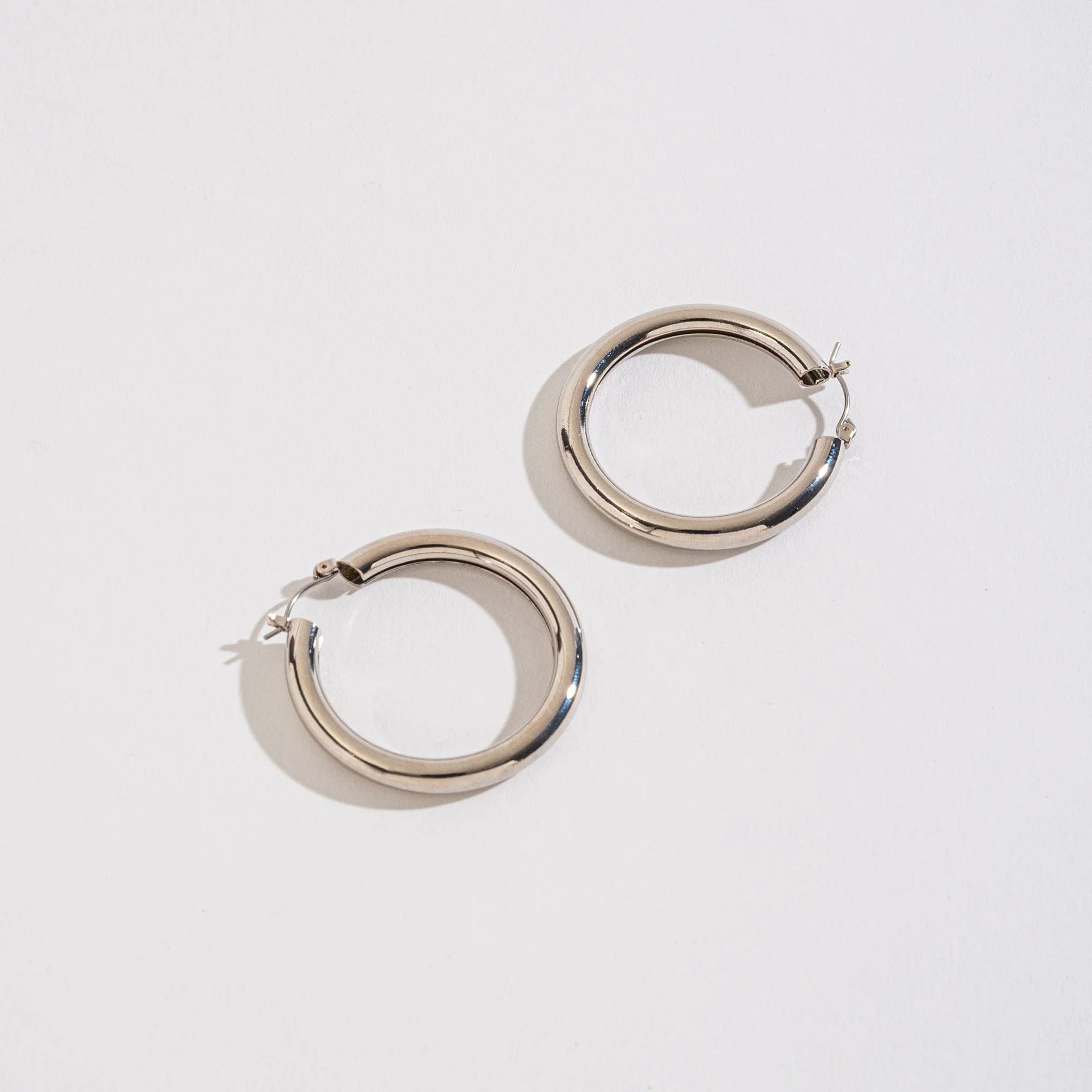 Large Tube Hoop Earrings Silver