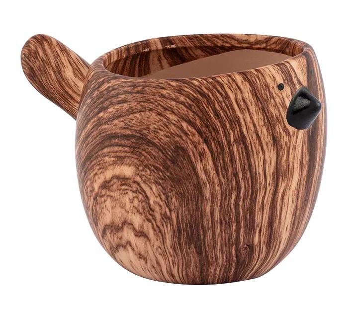 MJJ #8 (Melissa) Wood Planter Large Wood Grain Bird Planter Dark Brown