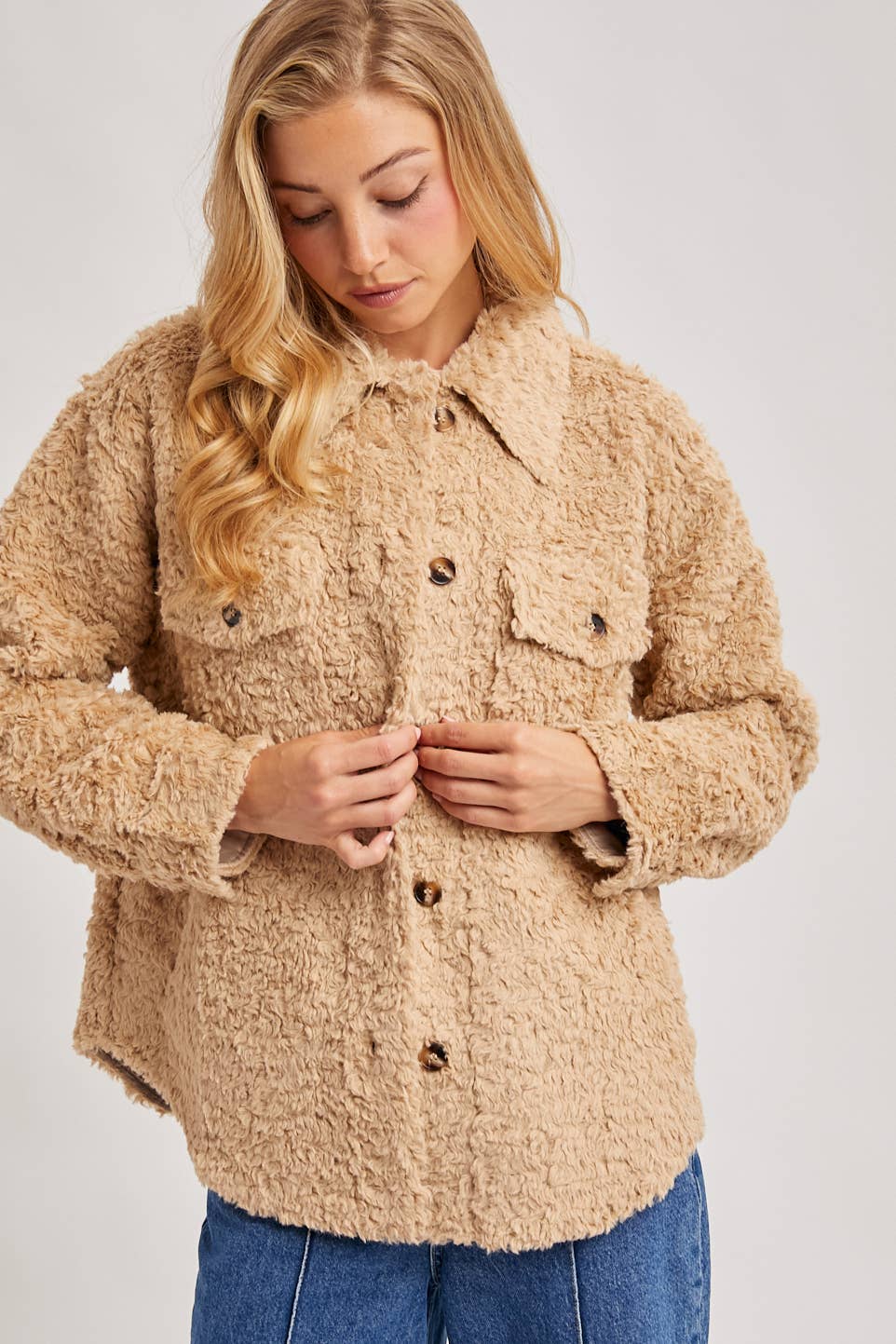 Latte Boucle Woven Jacket