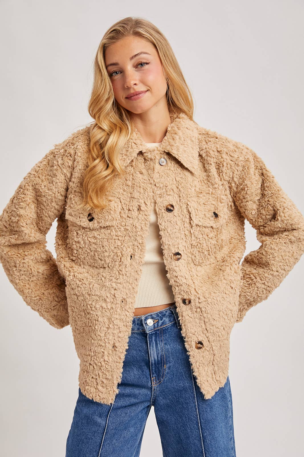 Latte Boucle Woven Jacket