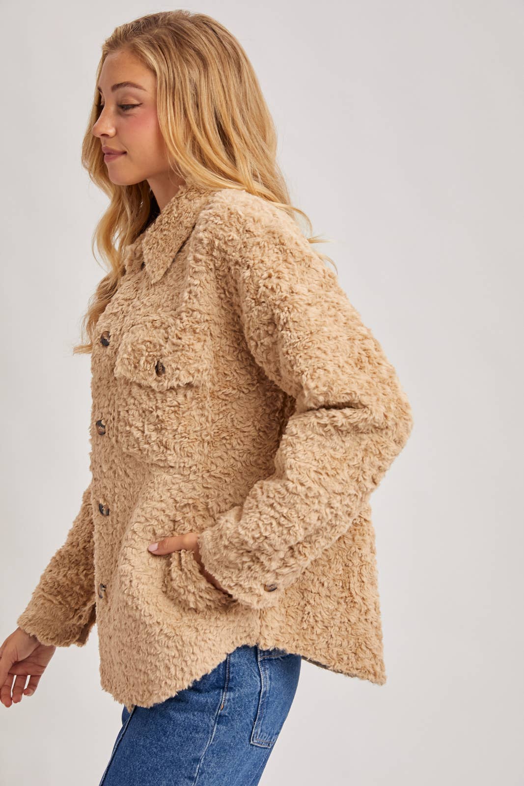 Latte Boucle Woven Jacket
