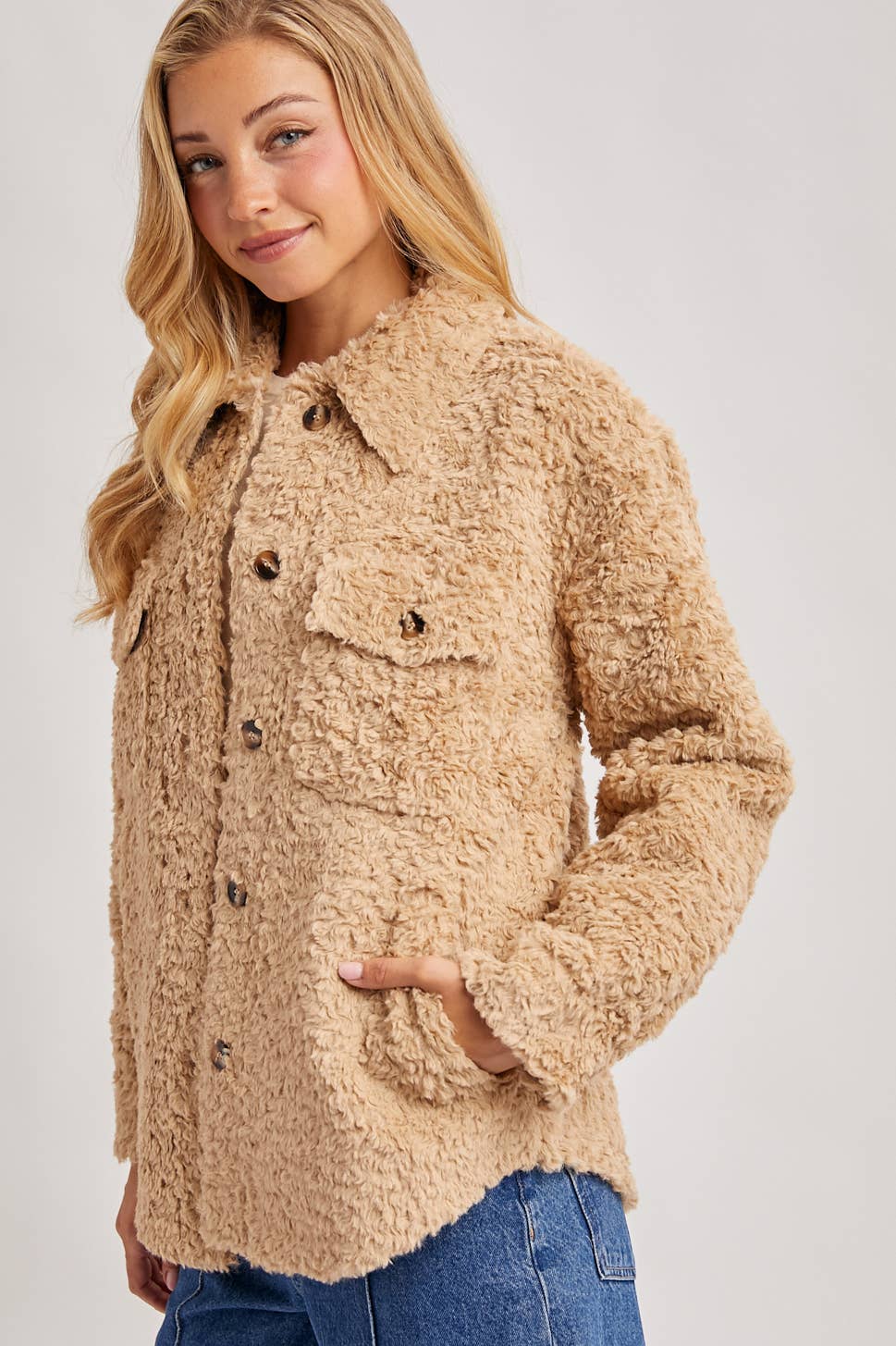 Latte Boucle Woven Jacket