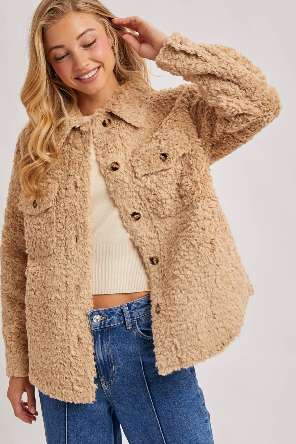 Latte Boucle Woven Jacket