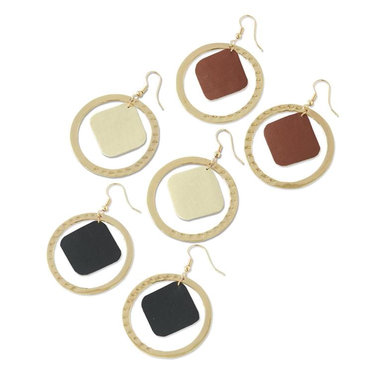 Leather Insert Hoop Earrings