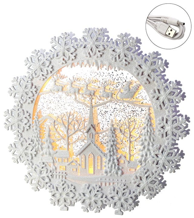 Wills Seasonal Decor LED Snowflake Wreath Water Globe