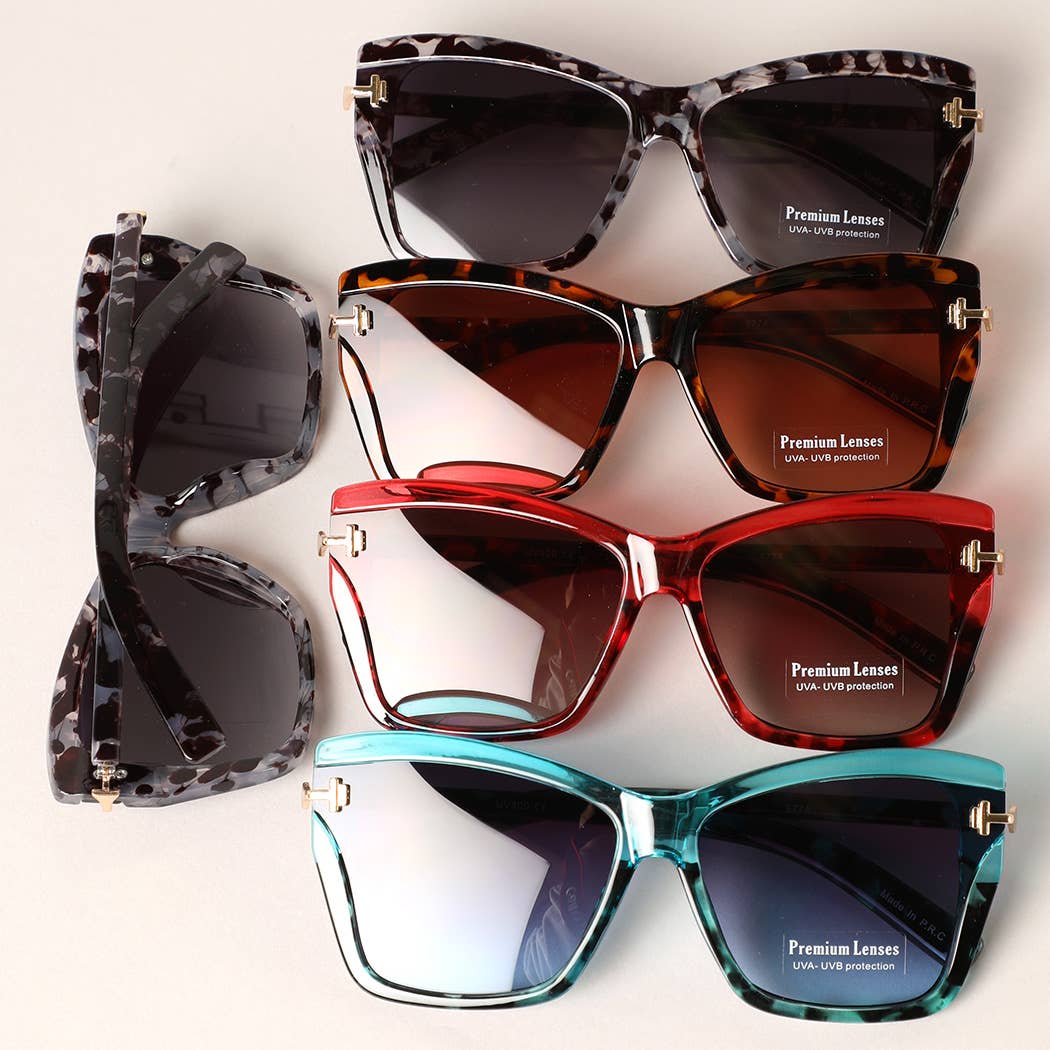 Leopard Square Cateye Frame Sunglasses