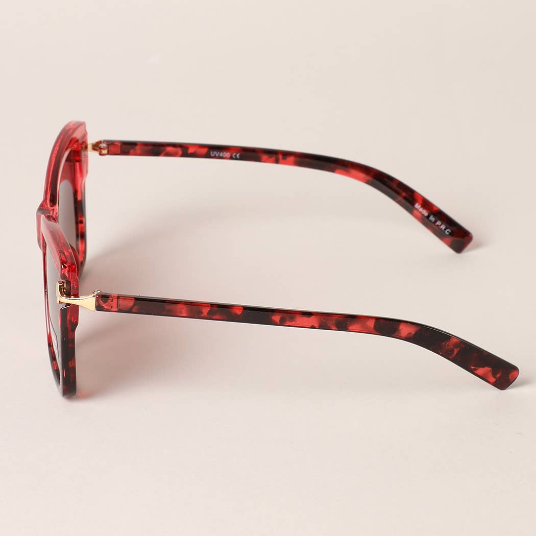 Fashion City Leopard Square Cateye Frame Sunglasses