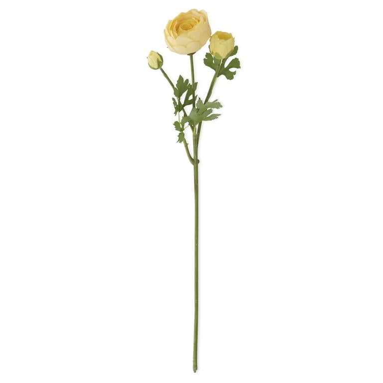 K&K Artificial Floral Light Yellow Real Touch 3 Head Ranunculus Stem