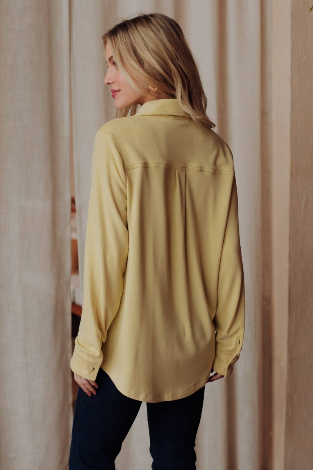 Panache Apparel Co. Light Yellow Super Soft Button Up