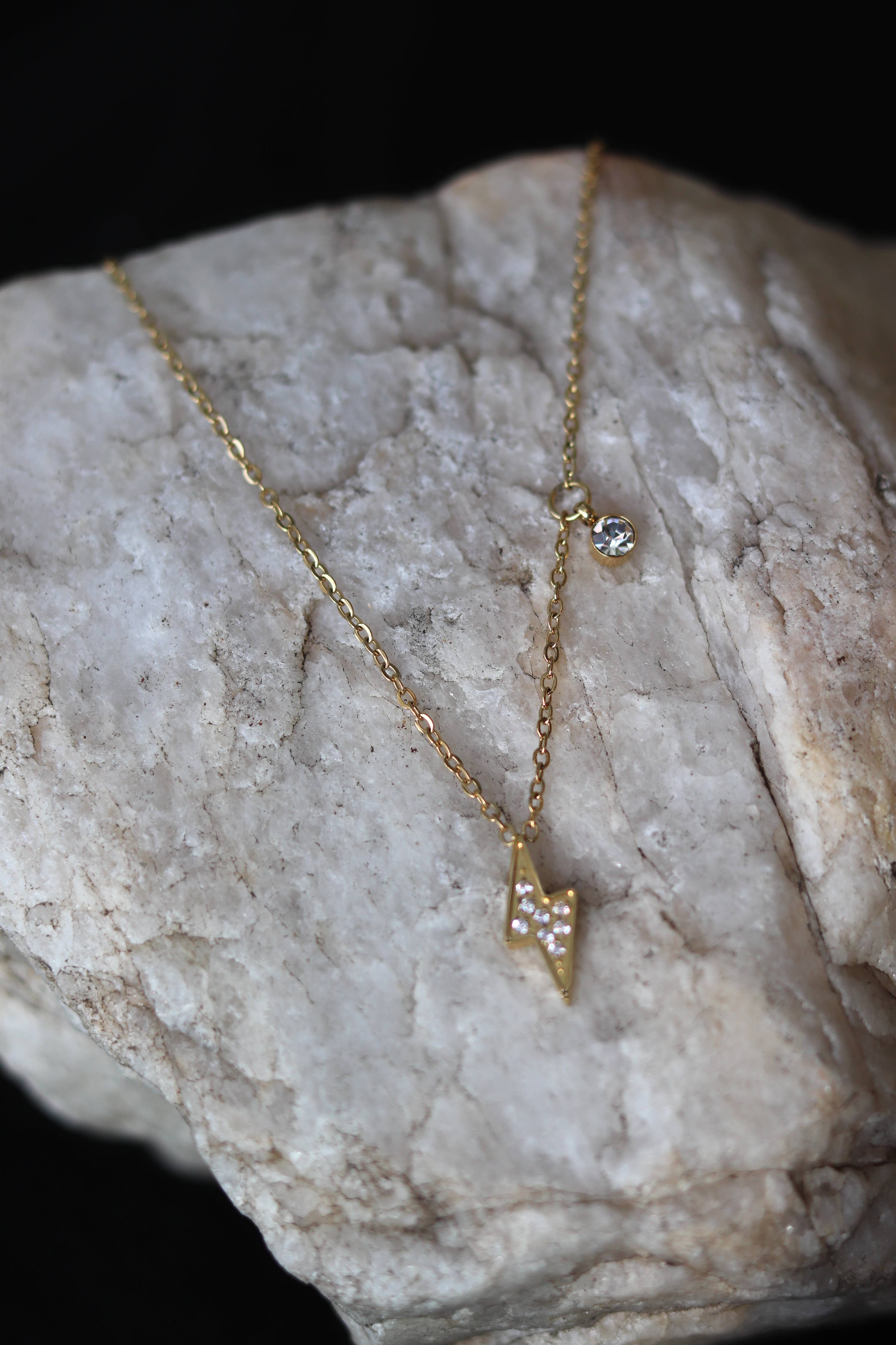 Cedar and Cypress Designs Lightning Bolt Necklace - Stainless Steel - Waterproof