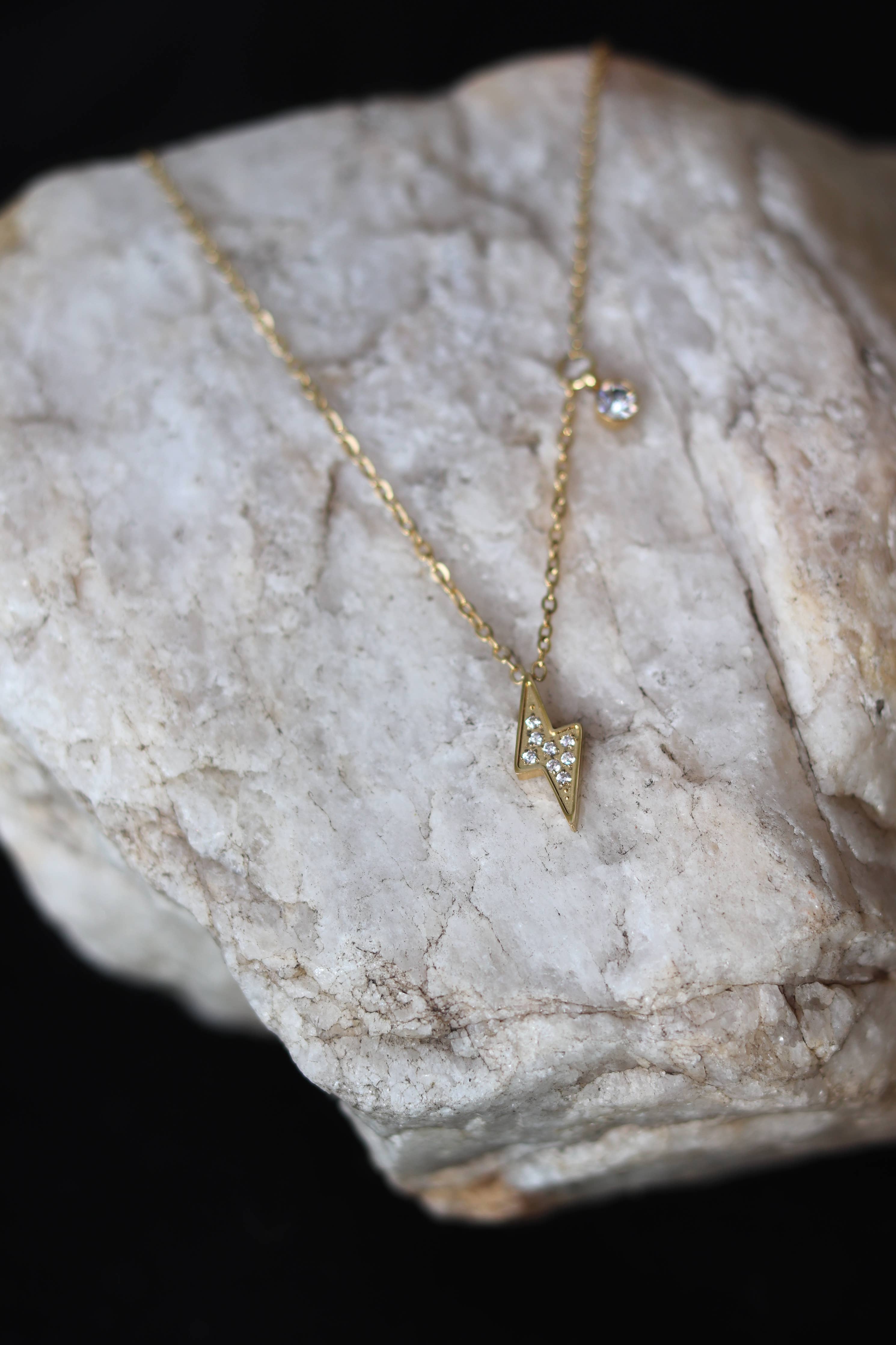 Cedar and Cypress Designs Lightning Bolt Necklace - Stainless Steel - Waterproof